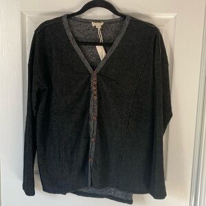 Hem & Thread Gray Washed Black Light Sweater Long Sleeve Top